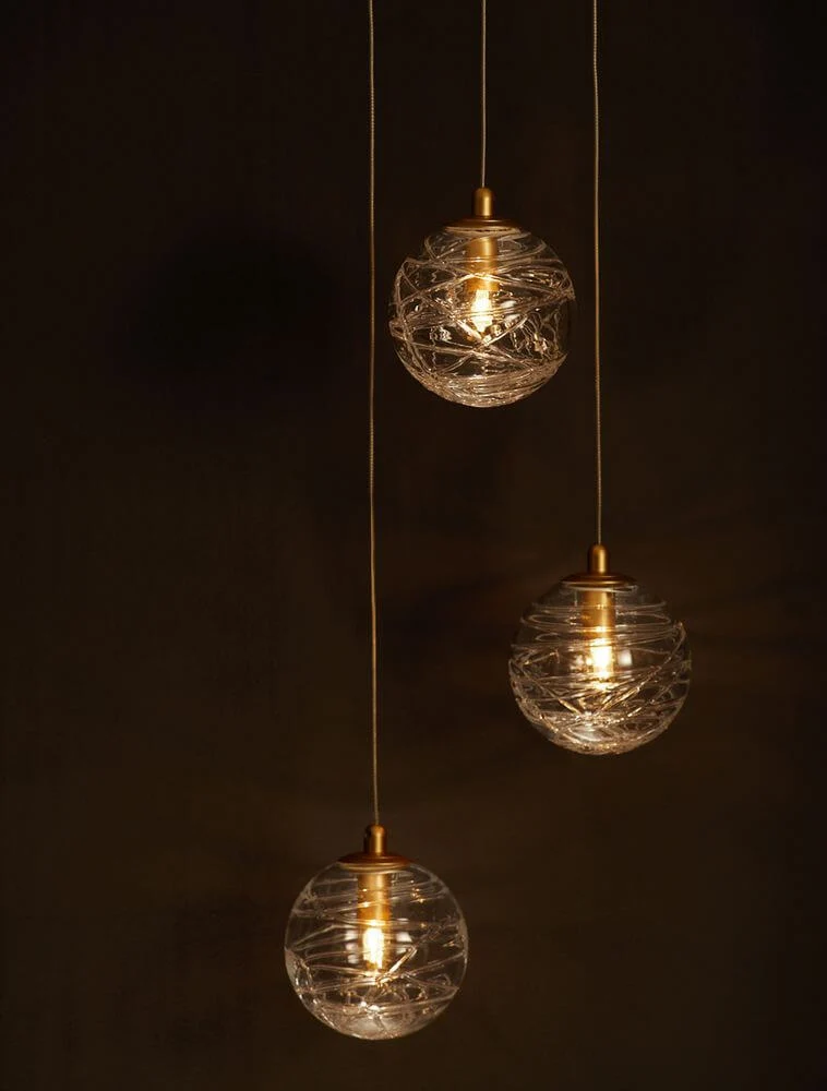 Coen Pendelleuchte 3-flammig Ø 25cm Gold, Transparent