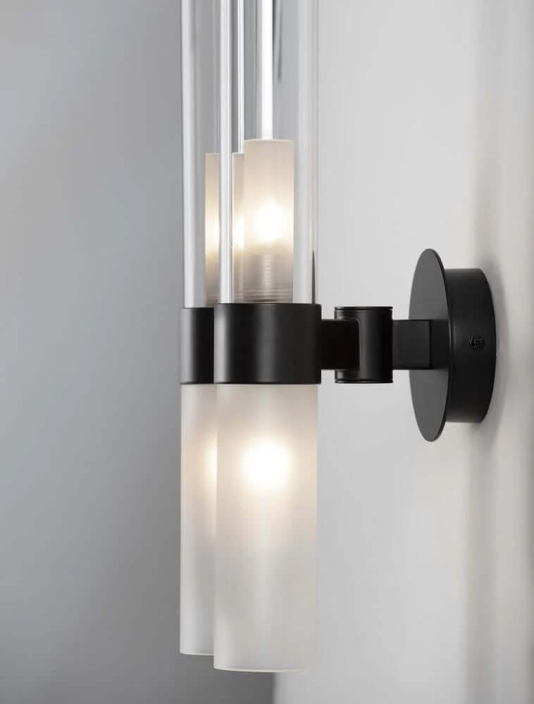 Century Wandleuchte 4-flammig Schwarz, Transparent