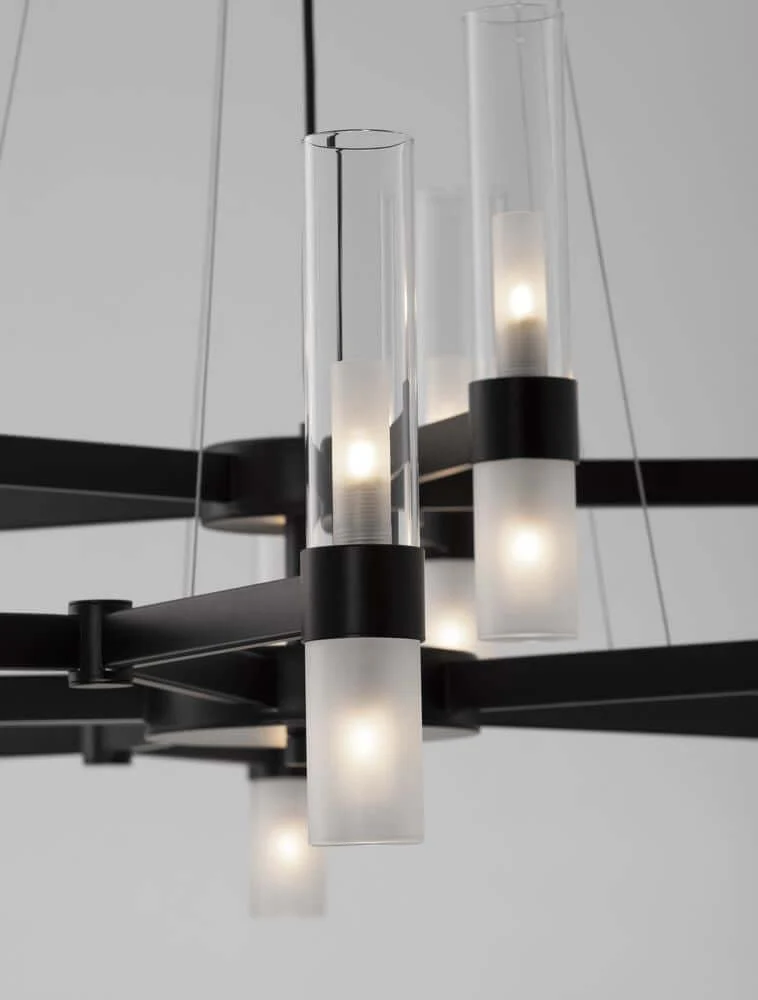 Century Pendelleuchte 30-flammig Ø 120cm Schwarz, Transparent