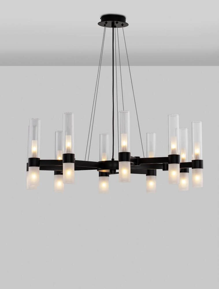 Century Pendelleuchte 20-flammig Ø 85cm Schwarz, Transparent