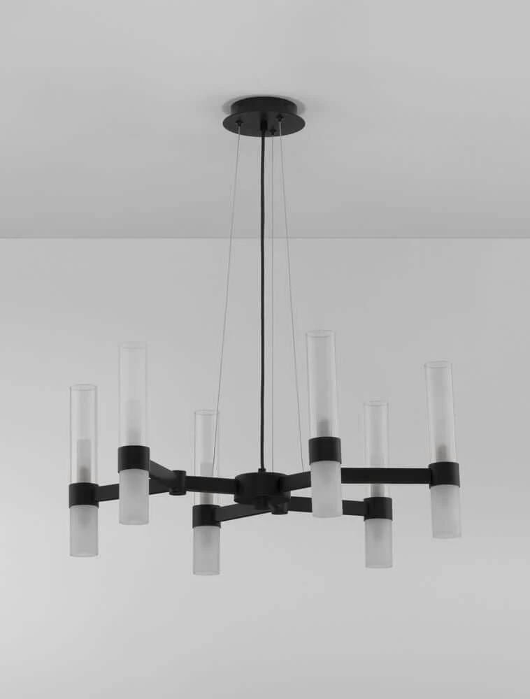 Century Pendelleuchte 12-flammig Ø 70cm Schwarz, Transparent