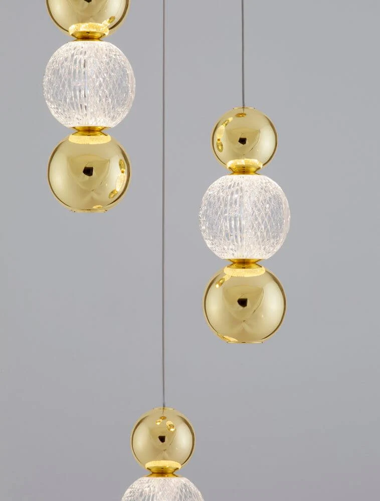 Brille LED Pendelleuchte 4-flammig Ø 30cm 3200K Gold
