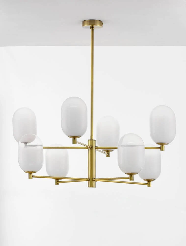 Balor Pendelleuchte 8-flammig Gold, Weiß