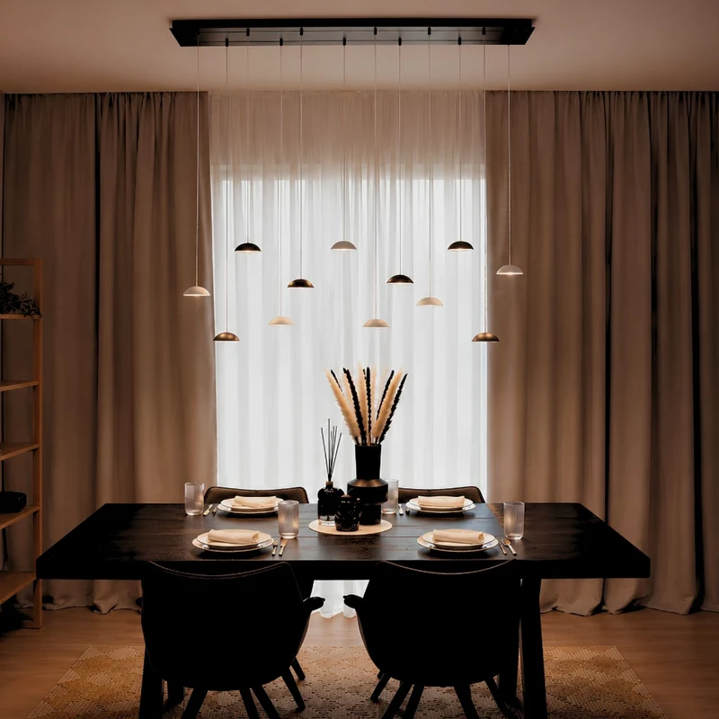 s.luce Santa Air LED Esszimmerlampe 12-flammig 200cm 3-reihig