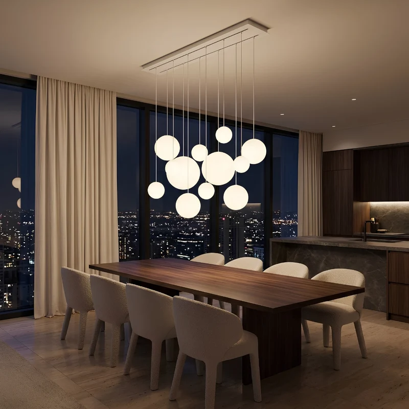 s.luce Orb Esszimmerlampe 12-flammig 160cm 2-reihig