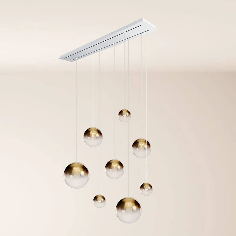 s.luce Orb Esstischleuchte 8-flammig 160cm 2-reihig