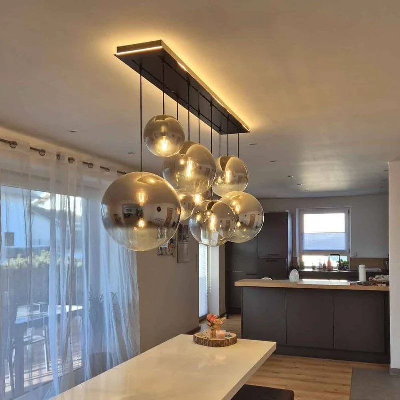 s.luce Orb Esstischleuchte 8-flammig 160cm 2-reihig