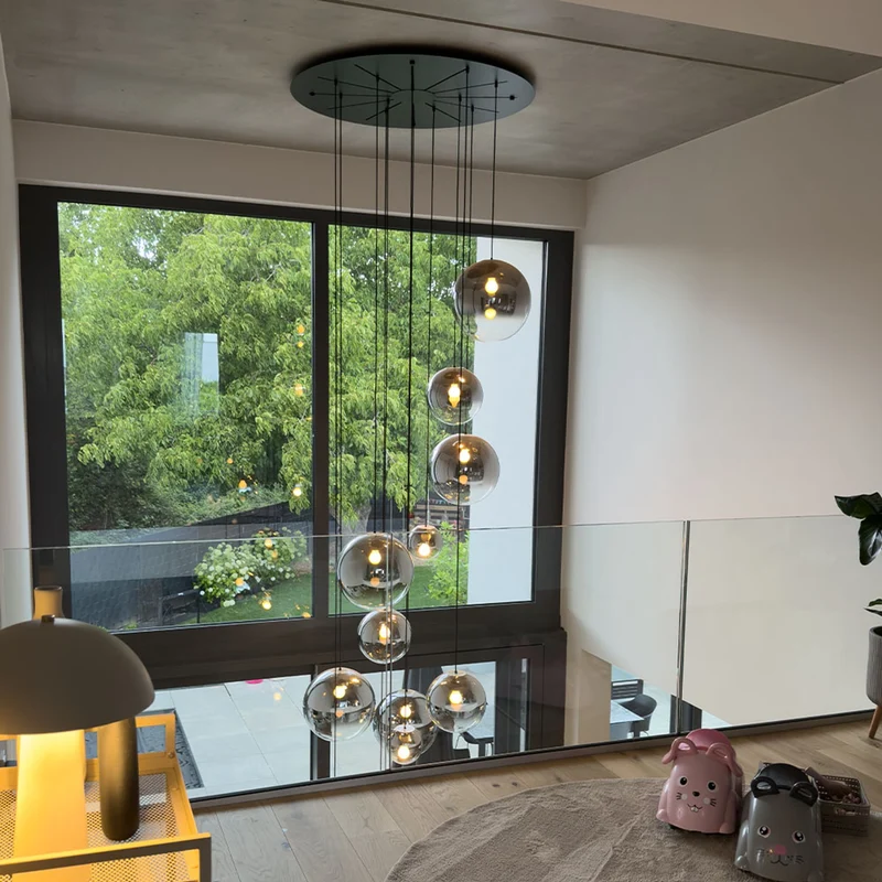 s.luce Orb Glaskugel Galerieleuchte 500cm Aufhängung Schwarz