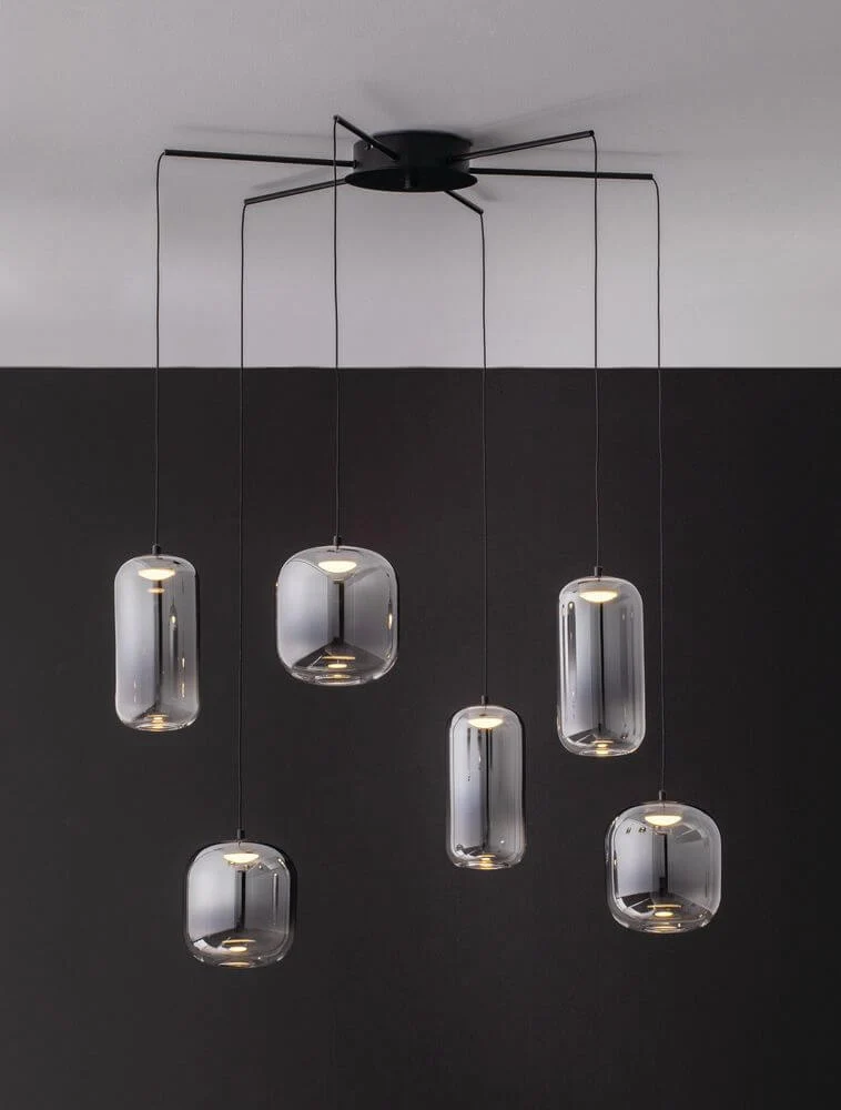 Aelia LED Pendelleuchte 6-flammig Ø 72cm Schwarz, Rauch