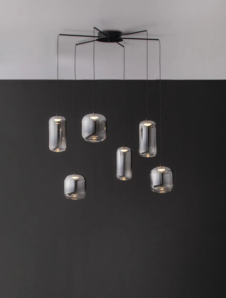 Aelia LED Pendelleuchte 6-flammig Ø 72cm Schwarz, Rauch
