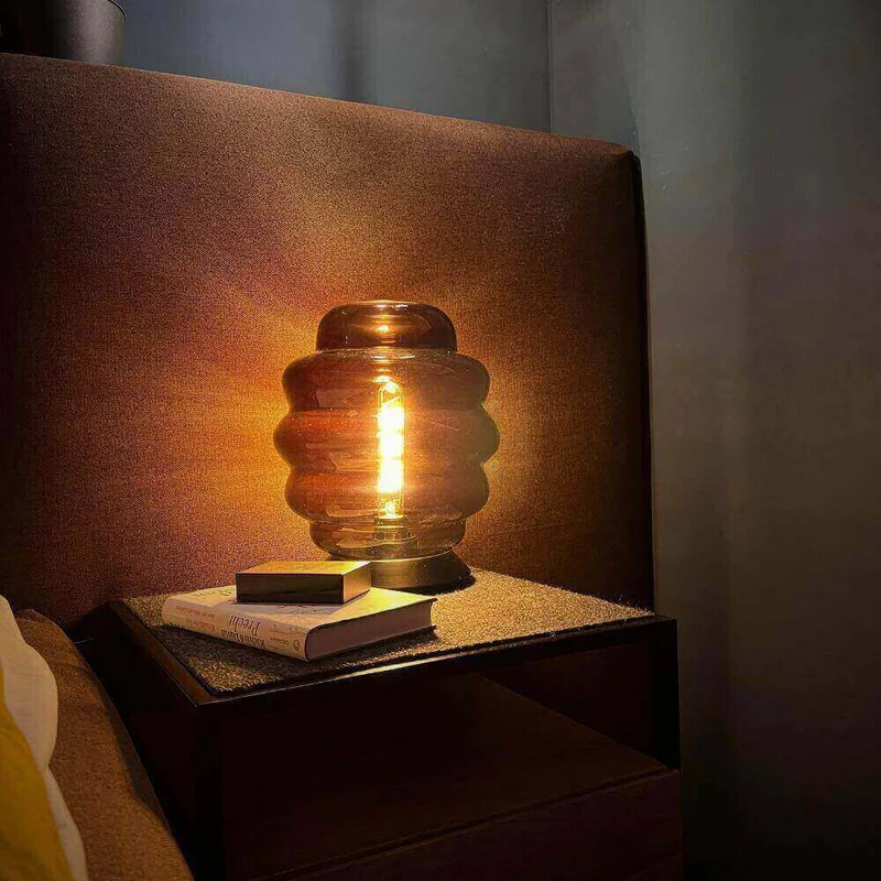 s.luce Echos Glas Tischleuchte E27 mit Schalter