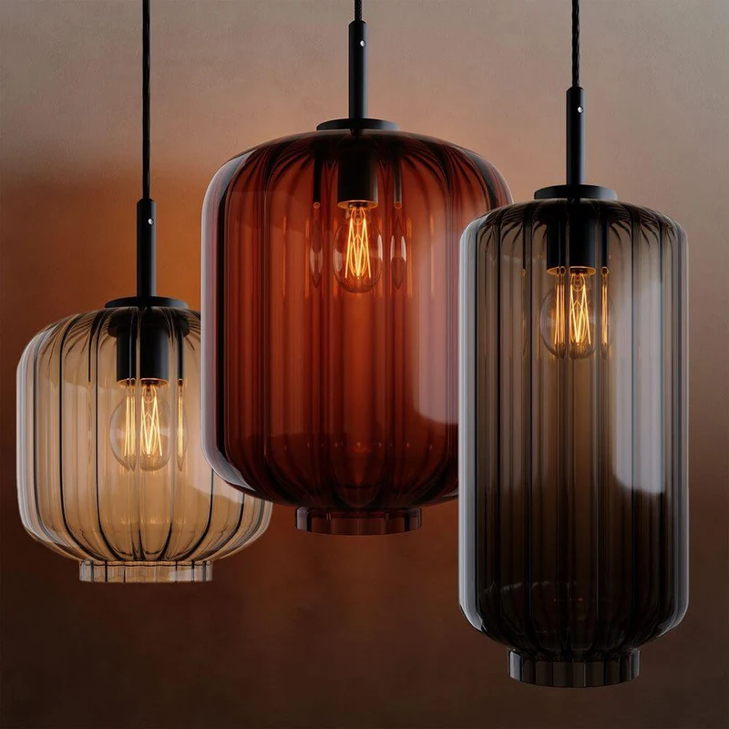 s.luce Velo Glas-Pendelleuchte Aufhängung 150cm Schwarz