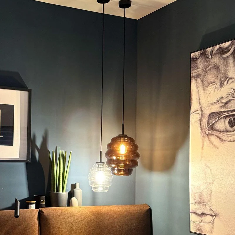 s.luce Echos Glas-Hängelampe Aufhängung 150cm Schwarz