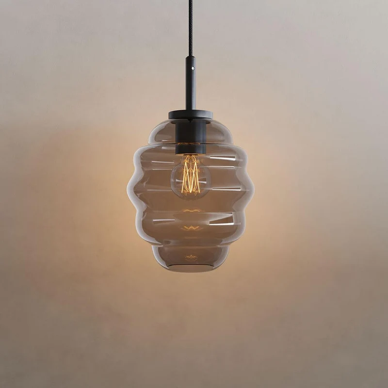 s.luce Echos Glas-Hängelampe Aufhängung 150cm Schwarz