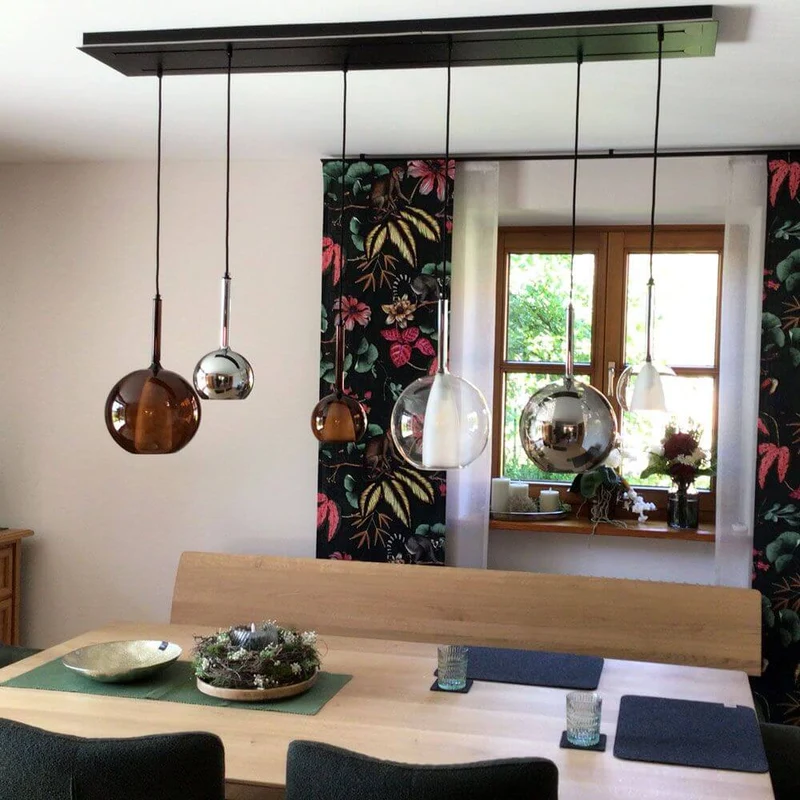 s.luce Belluna Glas-Pendelleuchte 150cm Textilkabel