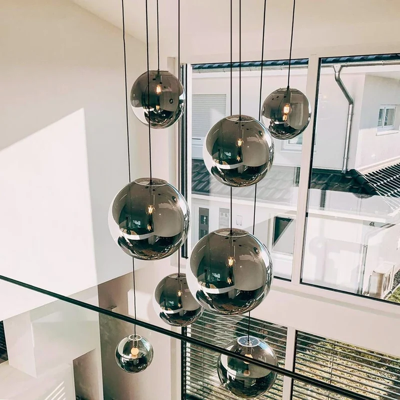 s.luce Orb Glaskugel Galerieleuchte 500cm Aufhängung Schwarz