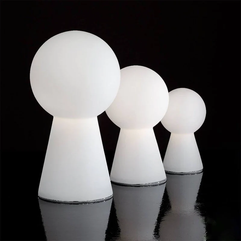 Birillo mundgeblasene Glas Tischleuchte 30cm Weiß