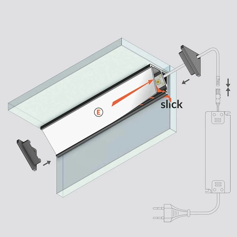 Aufbau-Eckprofil 30° & 60° 200cm Alu-eloxiert ohne Abdeckung