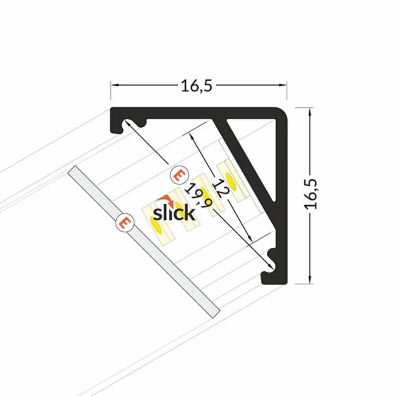 Aufbau-Eckprofil 30° & 60° 200cm Weiß ohne Abdeckung für LED-Strips