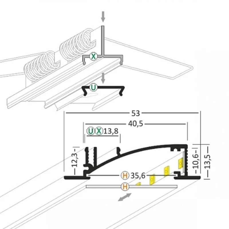 Einbauprofil geschwungen 200cm Weiß ohne Abdeckung für LED-Strips