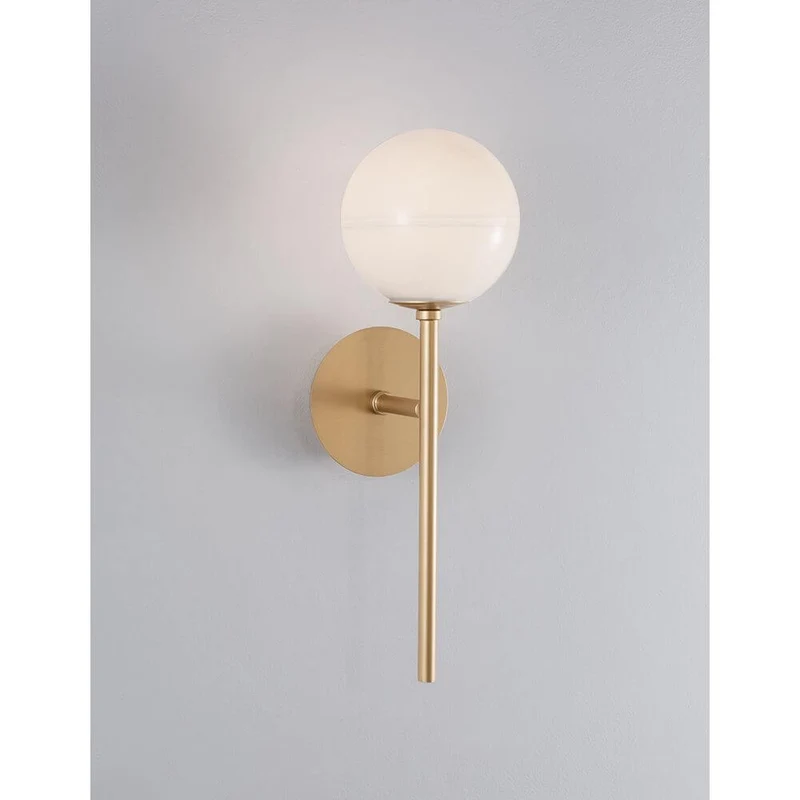 Cantona Glas-Wandlampe Messing, Weiß