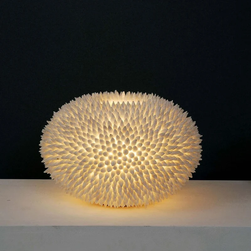 Tischleuchte Sirena Bianco Muscheln-Fiberglas Weiß