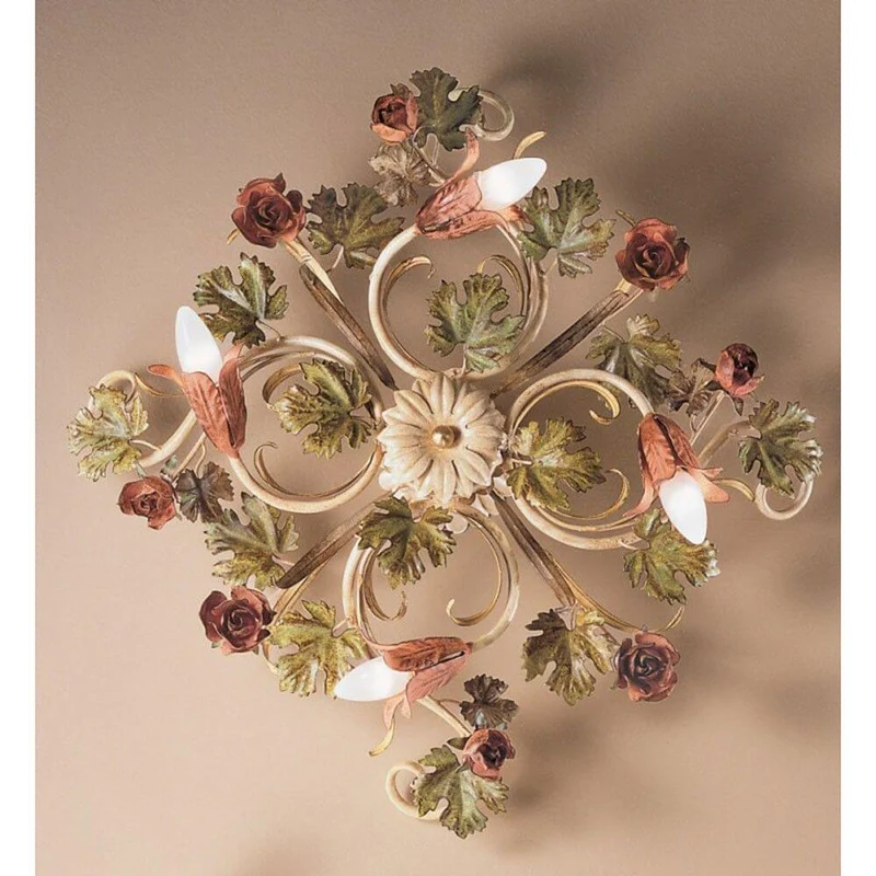 Roseto Deckenleuchte 4-flammig Altweiss natur-antik Ø 70cm