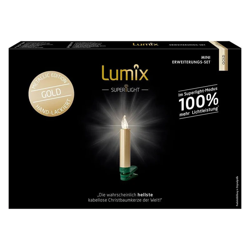 LED Christbaumkerzen Lumix Superlight Mini Goldfarben Erweiterung