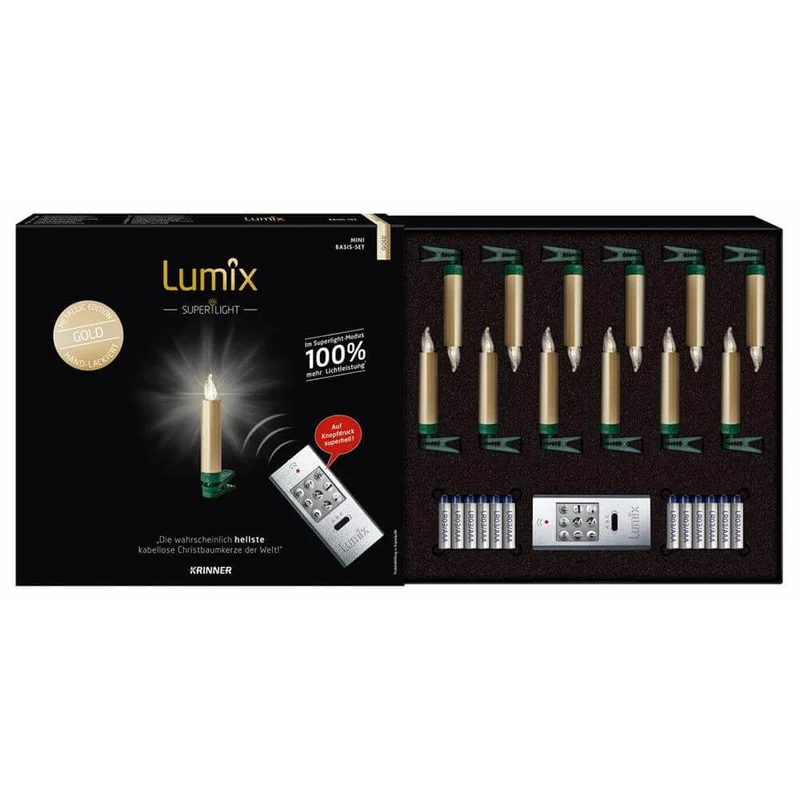 LED Christbaumkerzen Lumix Superlight Mini Goldfarben Basis