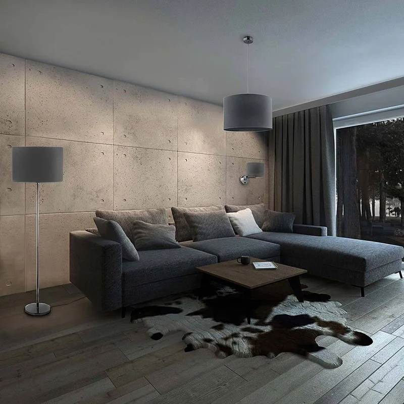 Tischlampe Hotel mit Stoffschirm Grau