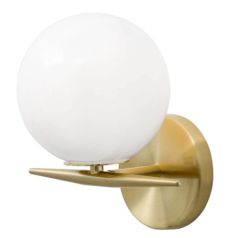 Vitton Glas-Kugel Wandleuchte Messing, Weiß