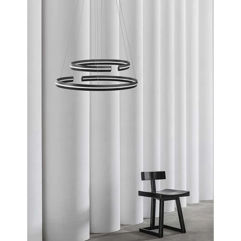 Torrente LED Hängeleuchte 2-Ringe Metall, Acryl