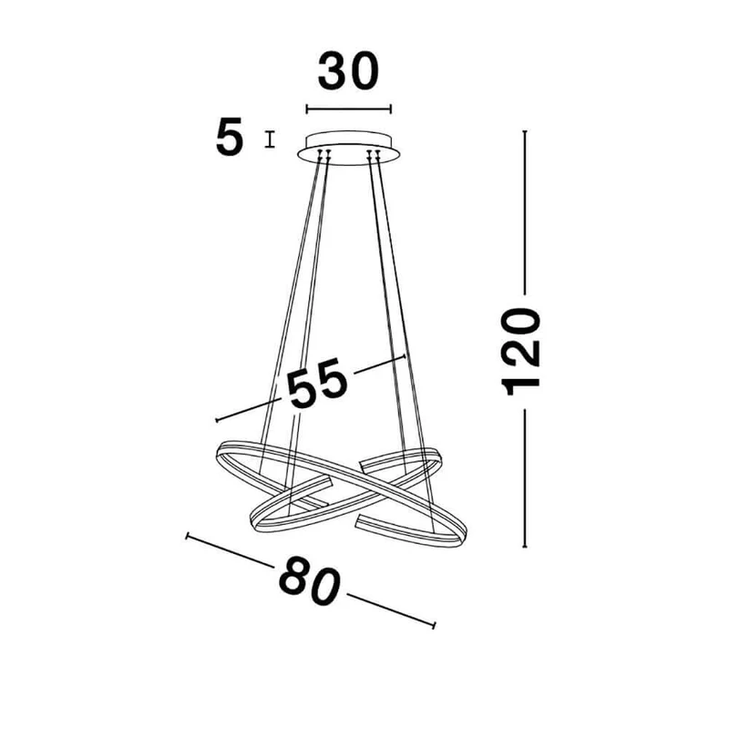 Torrente LED Hängeleuchte 2-Ringe Metall, Acryl