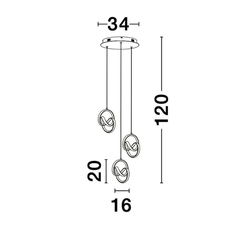 Rings LED Hängelampe Aufhängung Schwarz