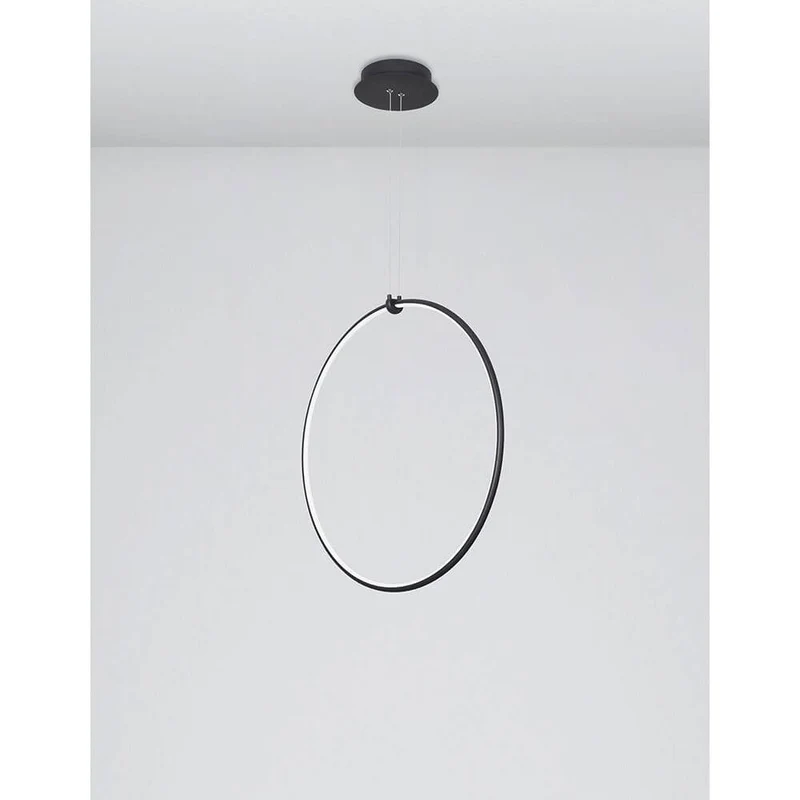 Ring LED Hängelampe Metall Schwarz