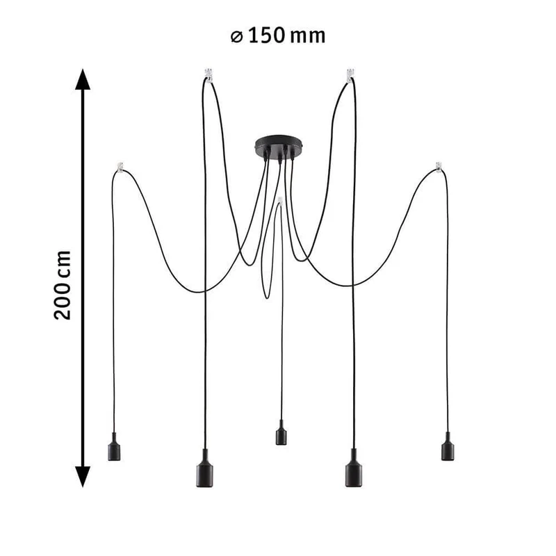 Neordic Pendelleuchte Ketil 5-flg, Metall, Silkon