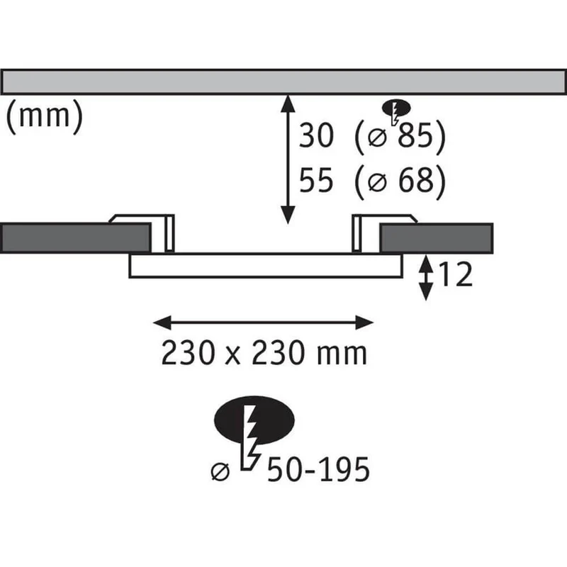 VariFit LED Einbau Deckenpanelmit 3-Stufen-Dimmer Areo Weiß