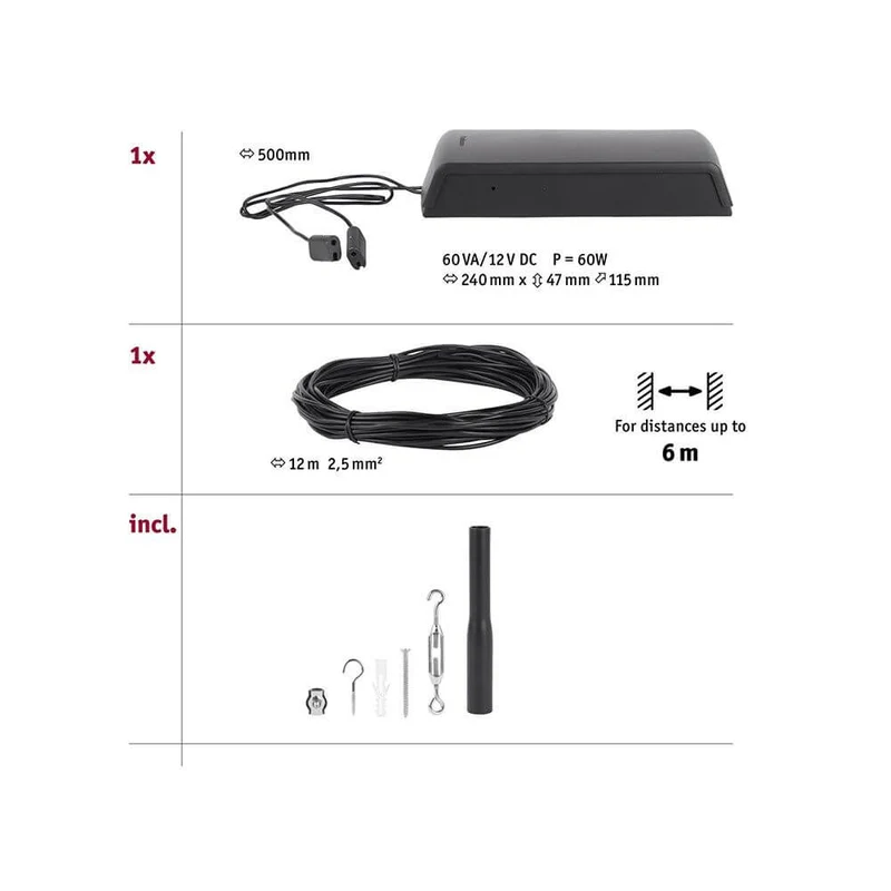 CorDuo Seilsystem Basis-Set Schwarz-Matt