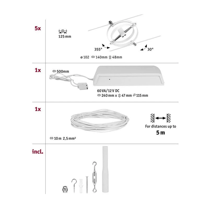 CorDuo Seilsystem Cardan Basis-Set 8-flg. Weiß-Matt