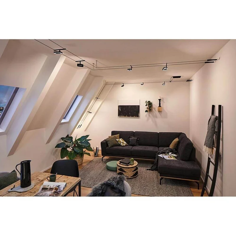 CorDuo LED Seilsystem Frame Einzelspot Schwarz-Matt, Chrom