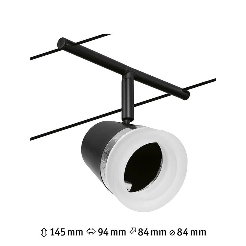 CorDuo Seilsystem Cone Einzelspot Schwarz-Matt, Chrom