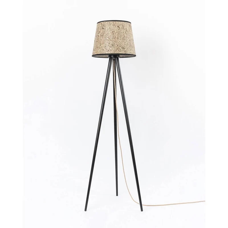 Metall Dreibein-Stehlampe mit Heuschirm