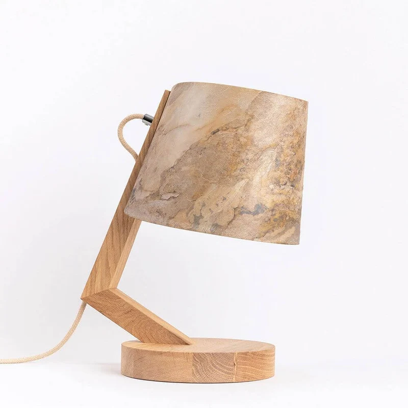 Holz Tischlampe mit Schirm Zylindrisch