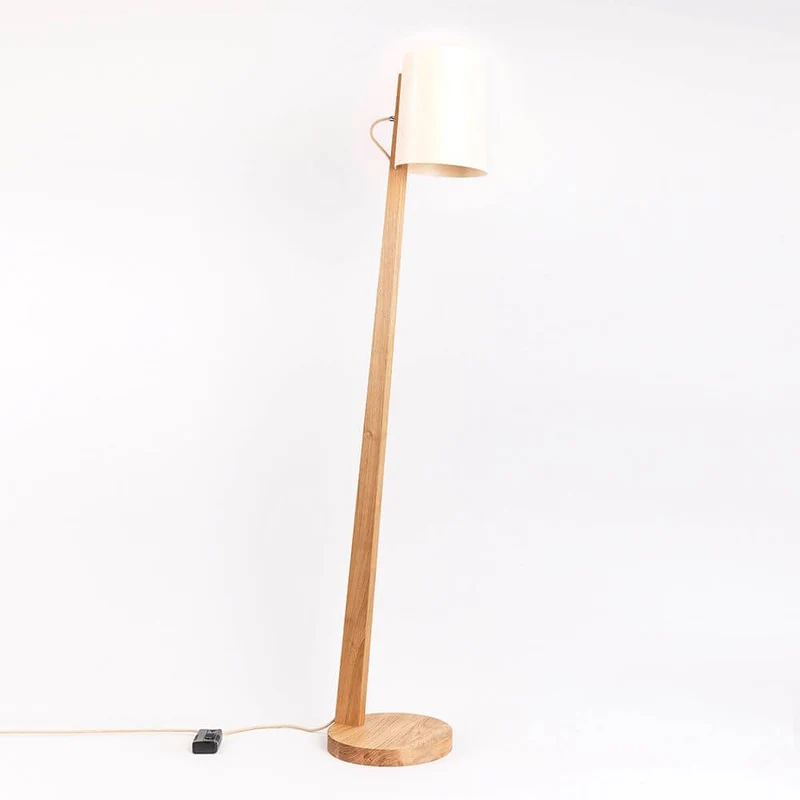 Holz Stehlampe mit Schirm Zylindrisch 167cm