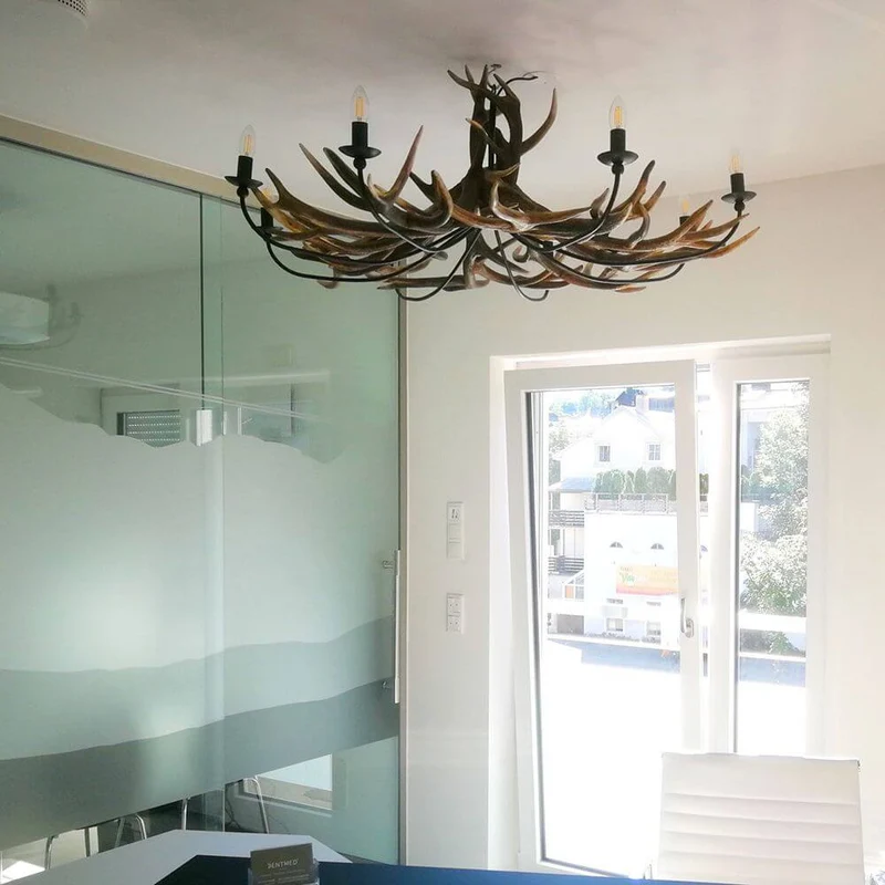 Rothirsch Chalet Geweih Deckenlampe Ø 120cm