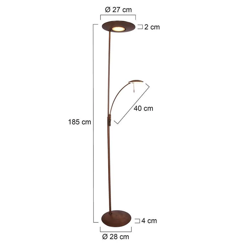 LED-Deckenfluter Zenith mit Lesearm & Tastdimmer CCT