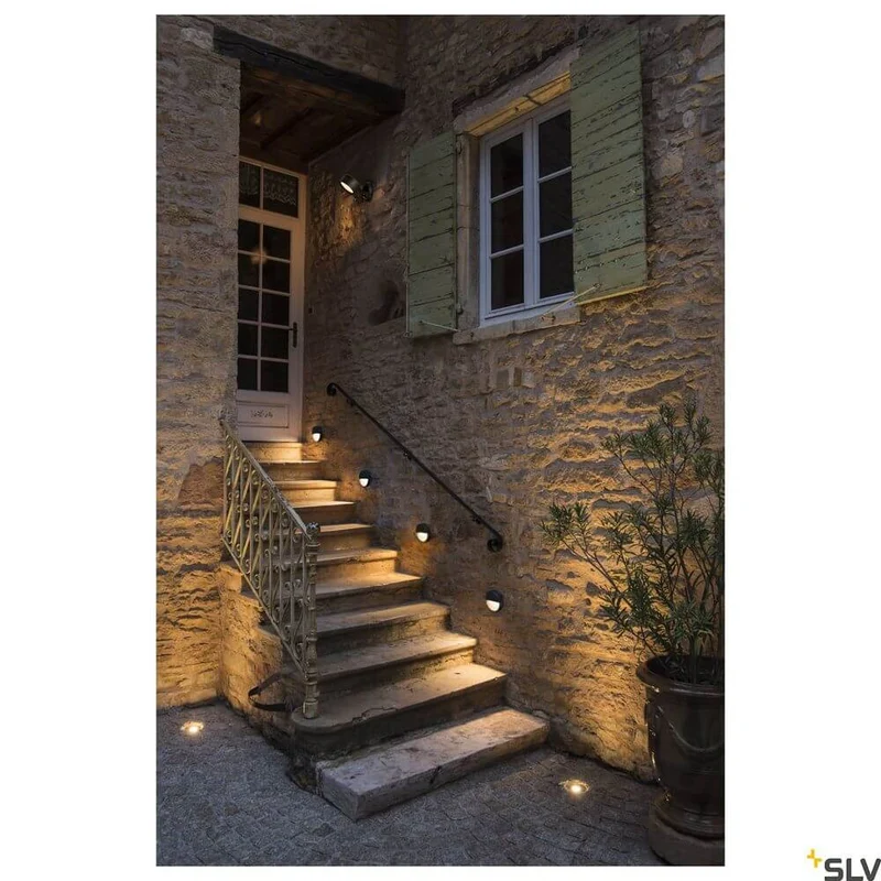 Downunder Out Round LED Wandeinbaulampe Anthrazit 3000K