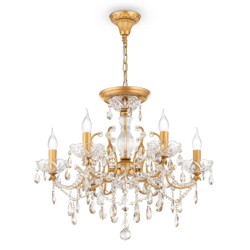 Lustre Ancien Laiton Et Verre