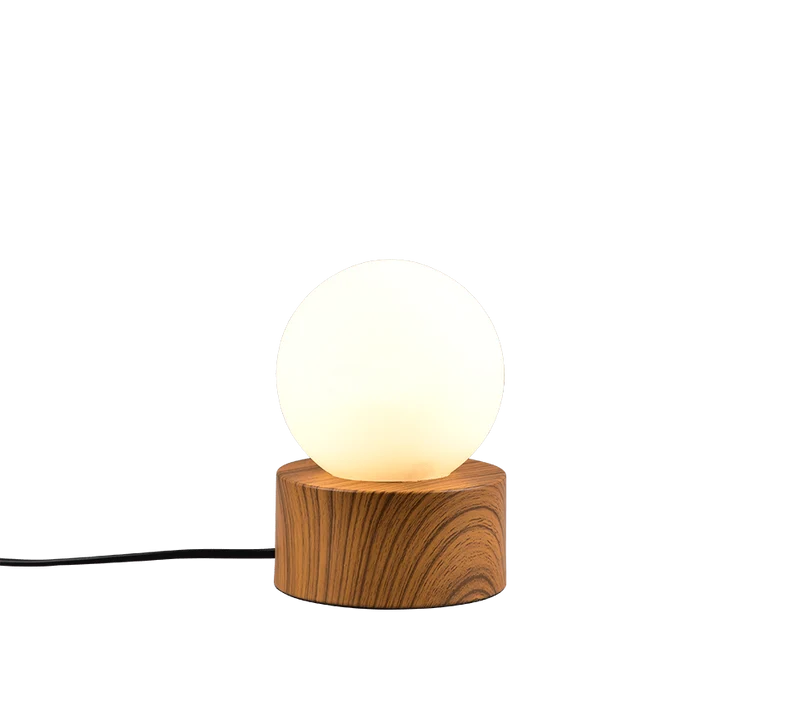 Lampe Chevet Bois Et Boule Blanche