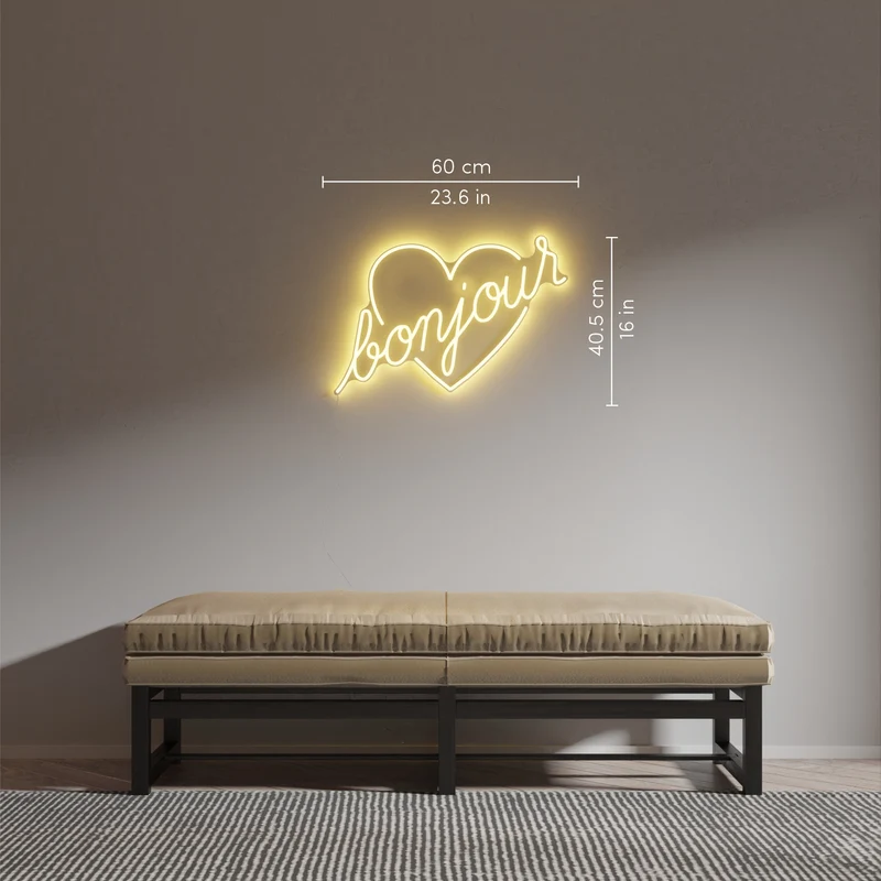 Bonjour by Jean André, signe en néon LED